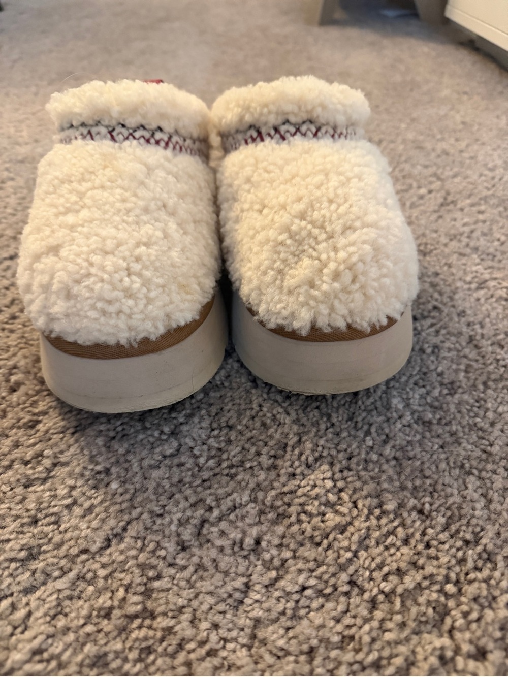 UGG Tazz Braid Natural Sherpa Ivory Fur Platform Clogs